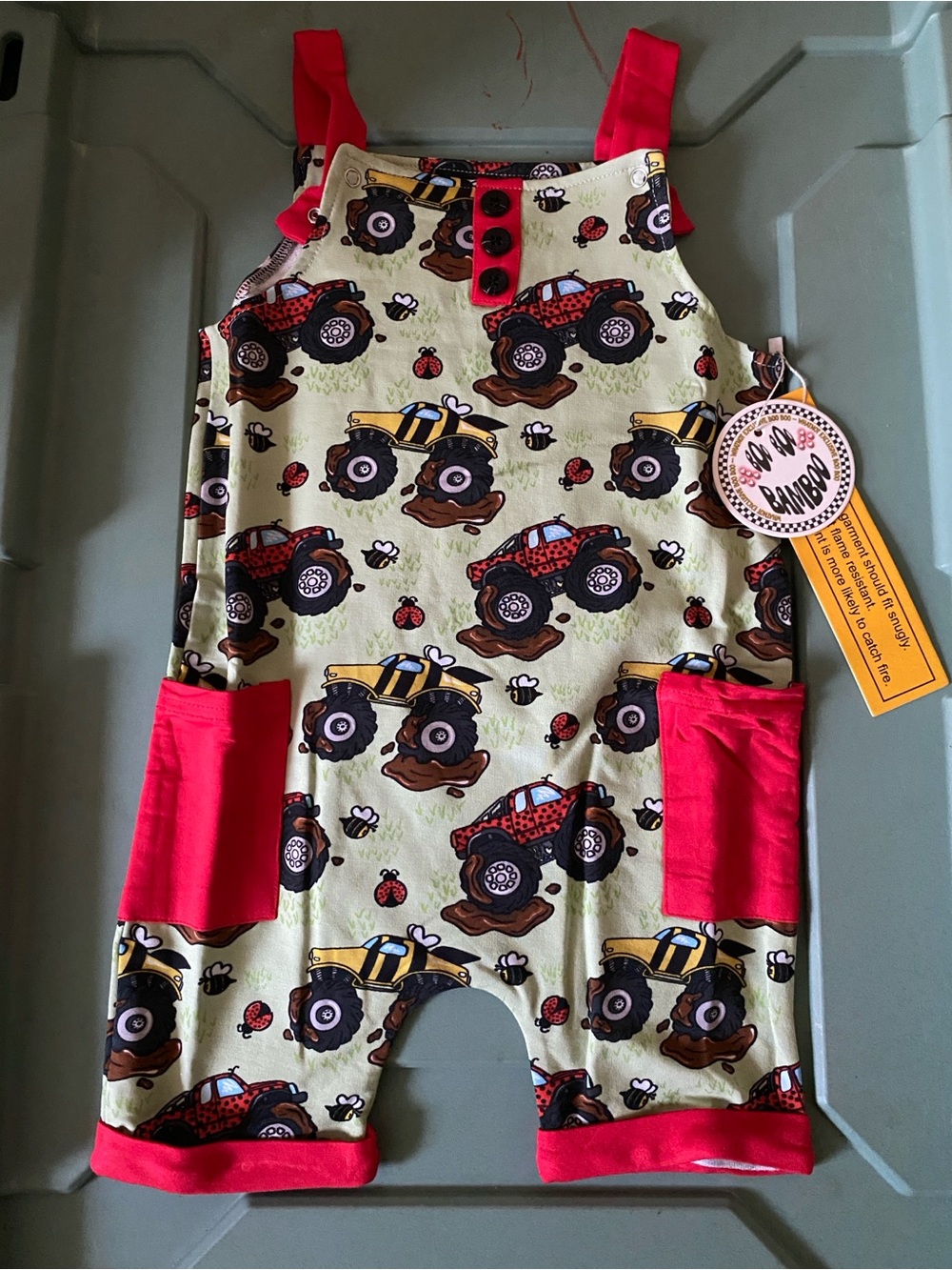 5/6 bamboo French terry shortalls NWT